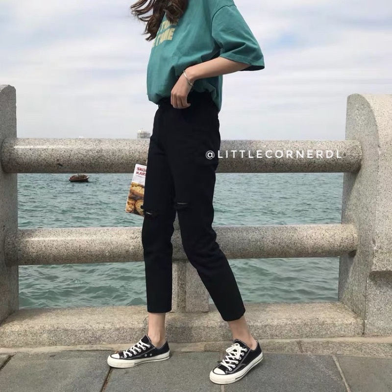 Quần Slim Jean Basic Rách Sole 2 Màu kèm ảnh thật