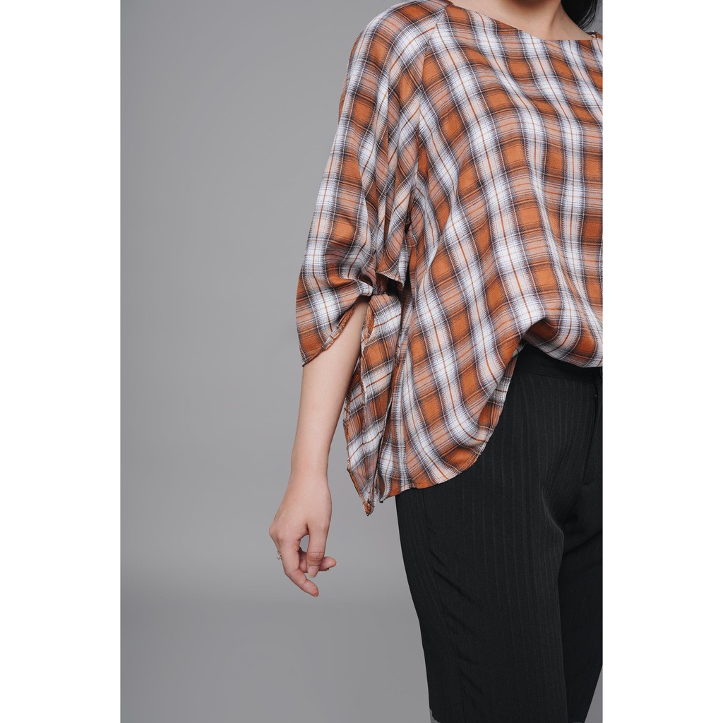 Áo cotton tay raglan kẻ cam C277 NỮ TNG