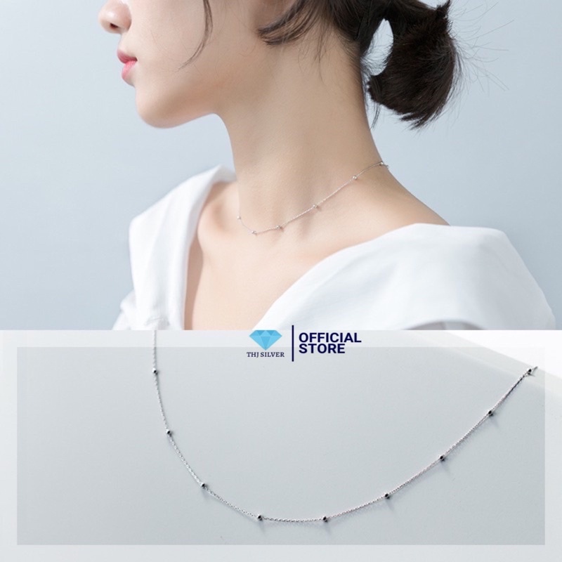 Dây chuyền choker họng bi cá tính chuẩn bạc ta - ảnh shop tự chụp