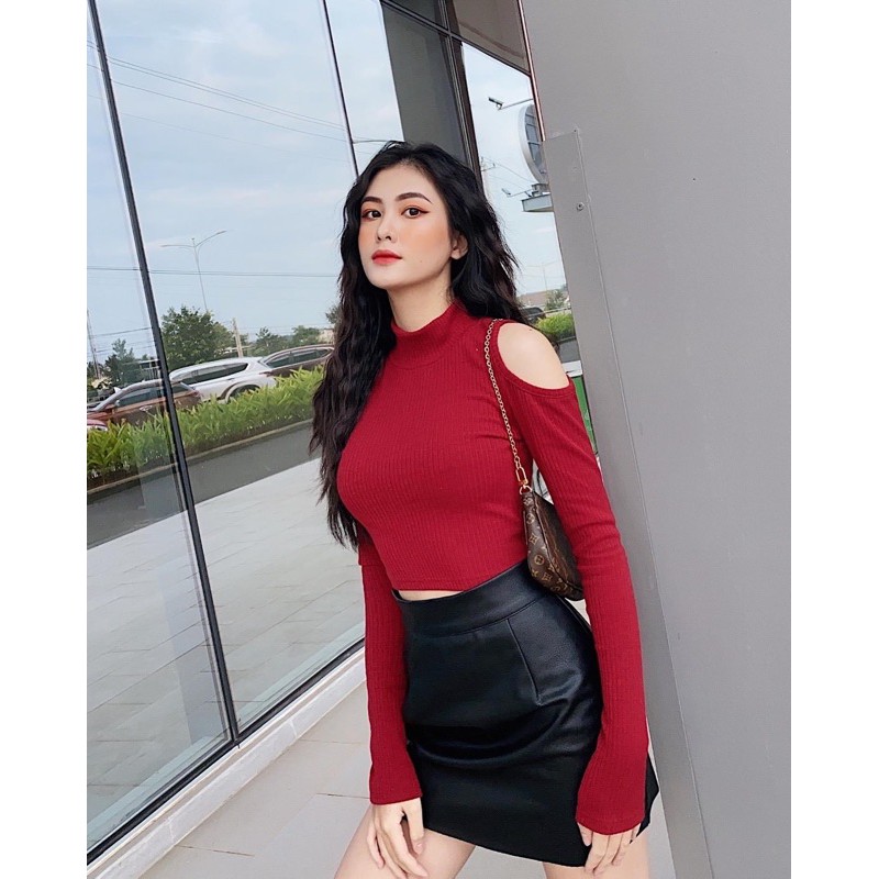 POPPY CROPTOP▪Áo croptop khoét vai dài tay chất dày dặn