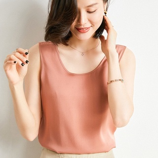Áo sát nách nữ cổ tròn chất lụa satin cao cấp