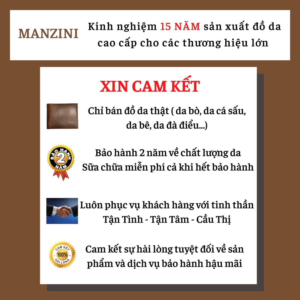 Ví Nam Da Bò Dập Vân Cá Sấu Cao Cấp MANZINI M14 - Bảo Hành 2 Năm - Sửa Chữa Và Làm Mới Miễn Phí Trọn Đời Sản Phẩm