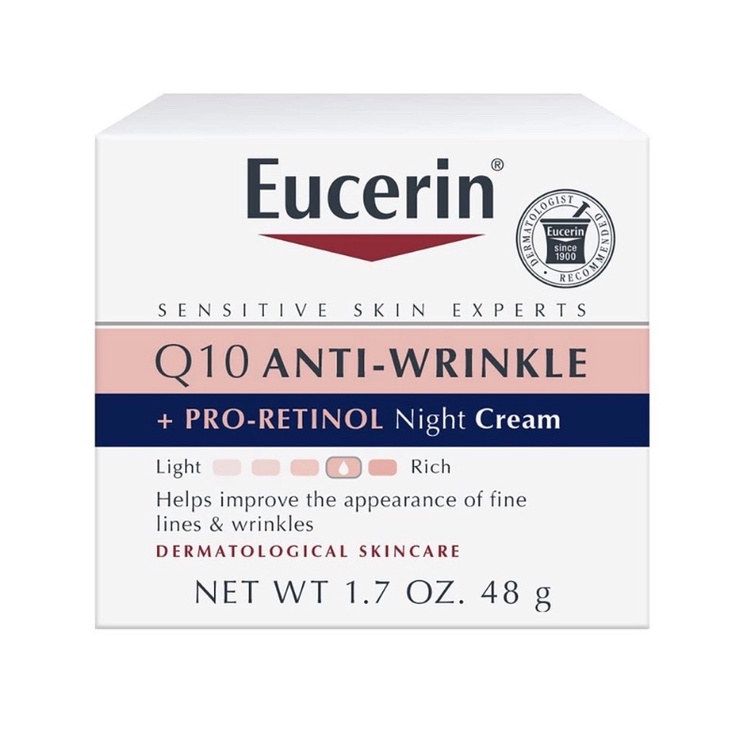Kem chống nhăn Eucerin Q10 anti wrinkle ban đêm/ban ngày/da nhạy cảm 48g USA