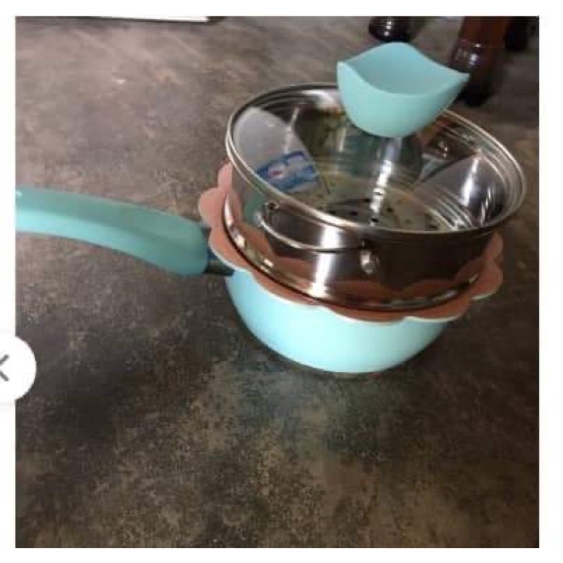 Bộ nồi chảo đá kèm xửng hấp 16cm cho bé ăn dặm