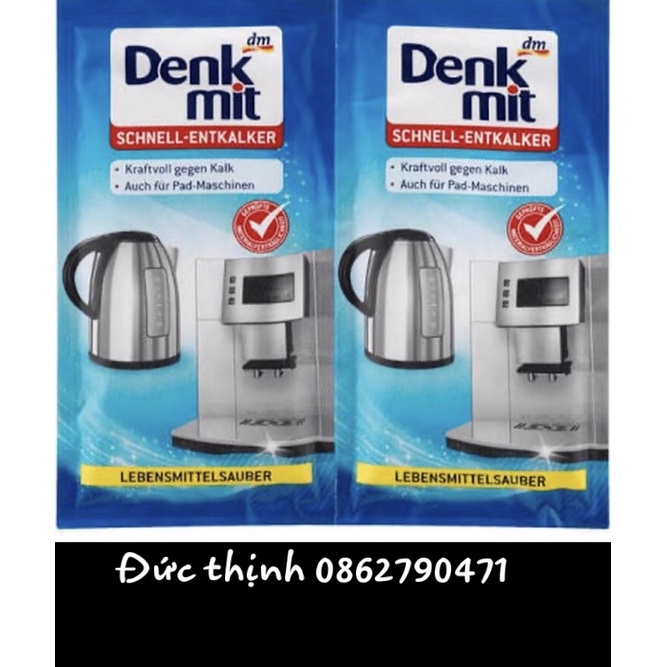 ( Bill Đức ) - Bột Tẩy Cặn bình đun nước, Ấm siêu tốc Denkmit Đức- tẩy cặn canxi