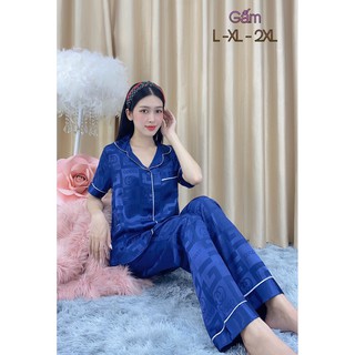 Bộ đồ ngủ pijama lụa gấm cao cấp tay ngắn quần dài đủ size ms01