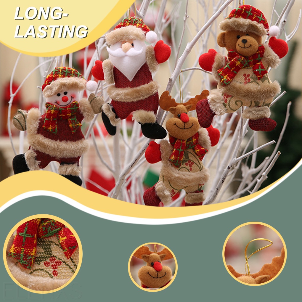 Set 4 búp bê phong cách giáng sinh treo trang trí cây thông