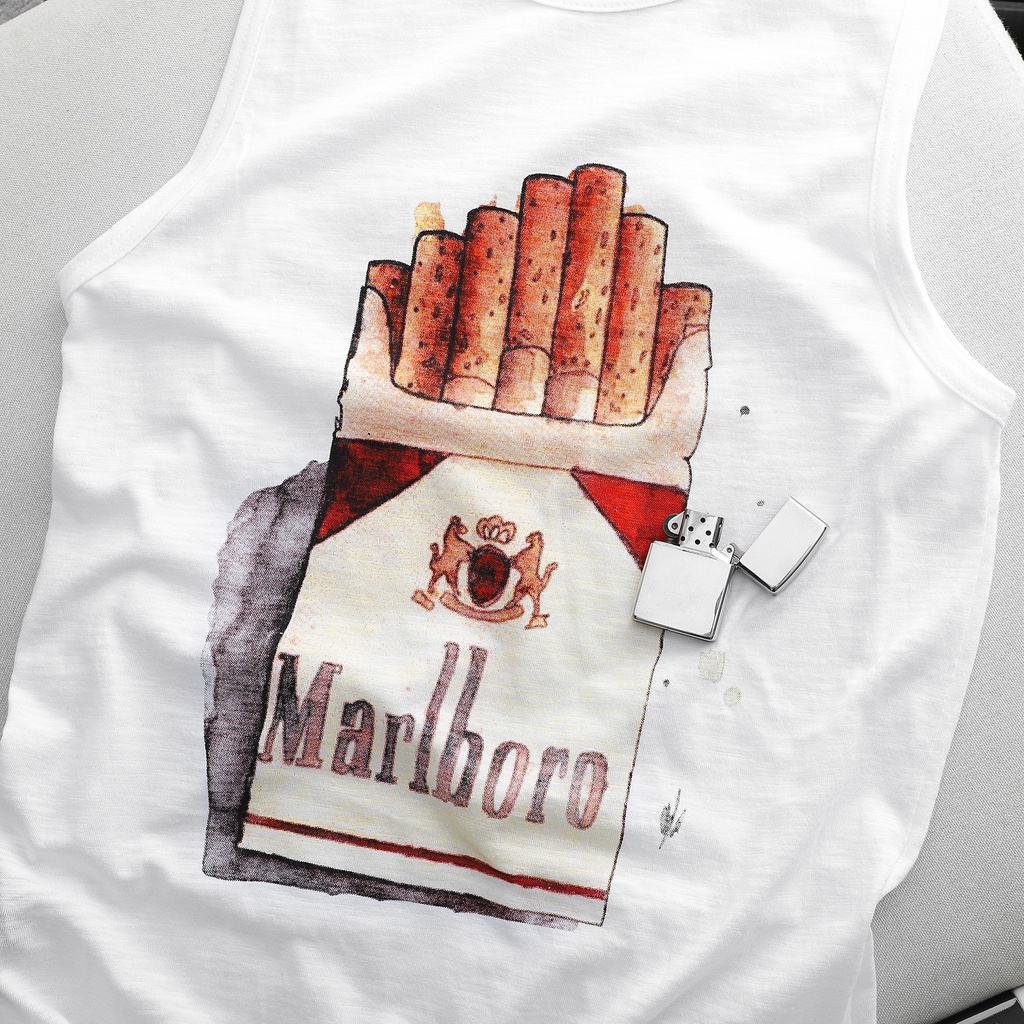 Áo Thun Tanktop Marlboro Cigarette , Chất Vải Cotton Co Giãn, 000401, SOMEHOW