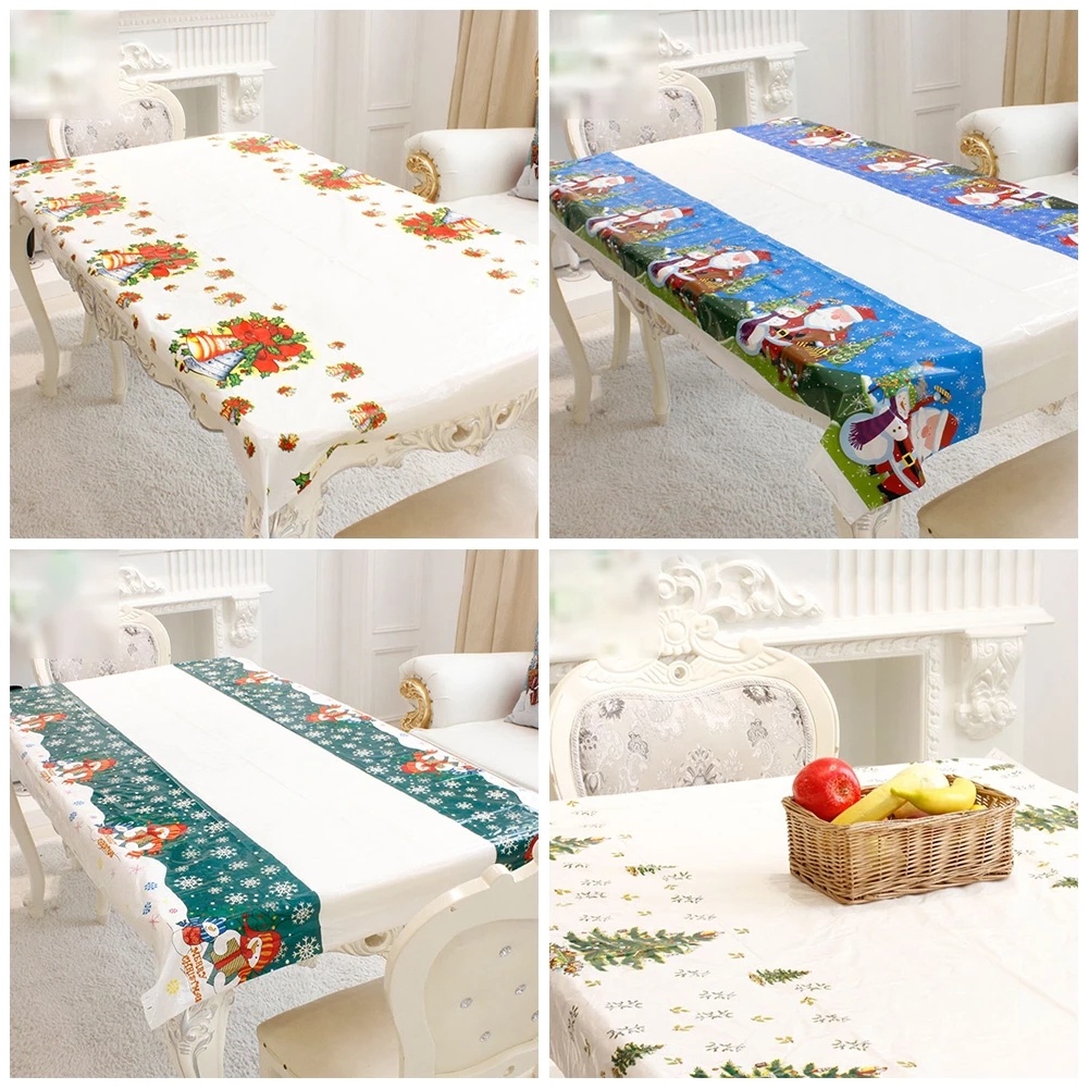 Khăn Trải Bàn Pvc Chống Thấm Nước In Họa Tiết Giáng Sinh Ốp