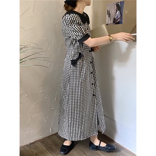 SALE Đầm caro cổ sen