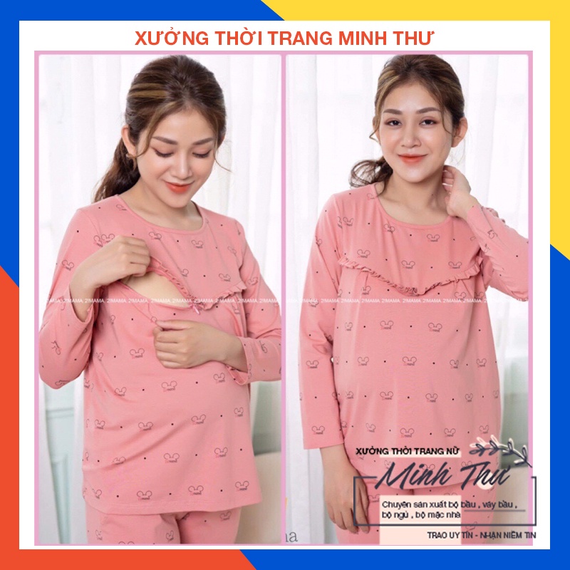 Bộ bầu - bộ sau sinh - chất liệu cotton - kiểu mới thời trang ( bèo đuôi tim - dài - QDTD - MS-011 )