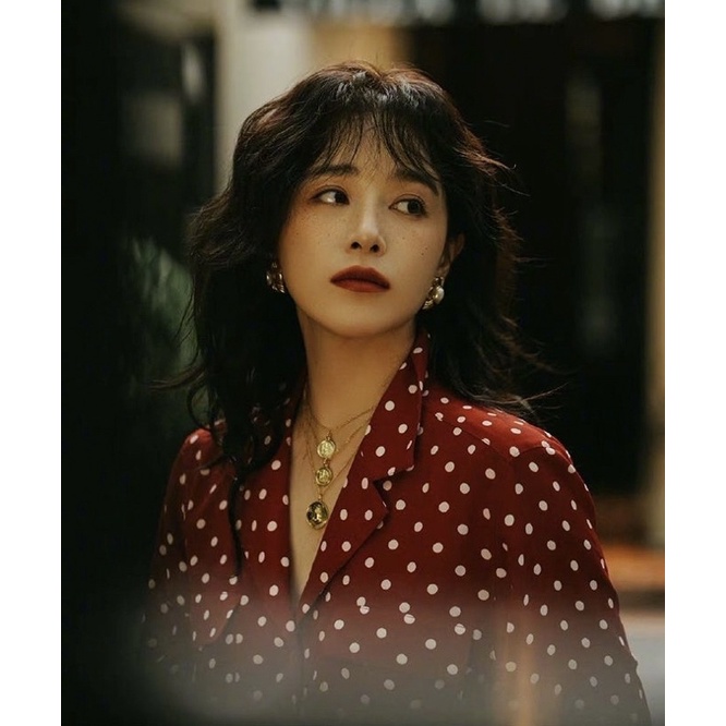 Áo Sơmi Đỏ Chấm Bi Retro Phong Cách Thập Niên 80 Diamondcloset Order