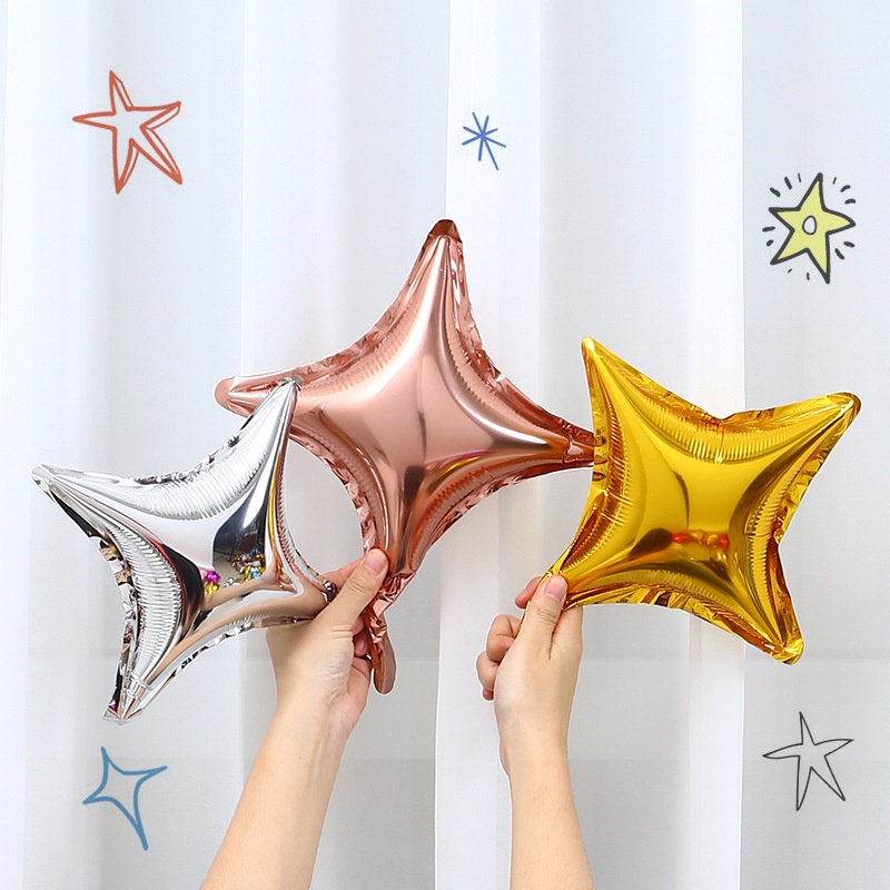 Bong Bóng Nhôm 10 Inch Hình Ngôi Sao Bốn Cánh Dùng Trang Trí Tiệc Sinh Nhật / Đám Cưới