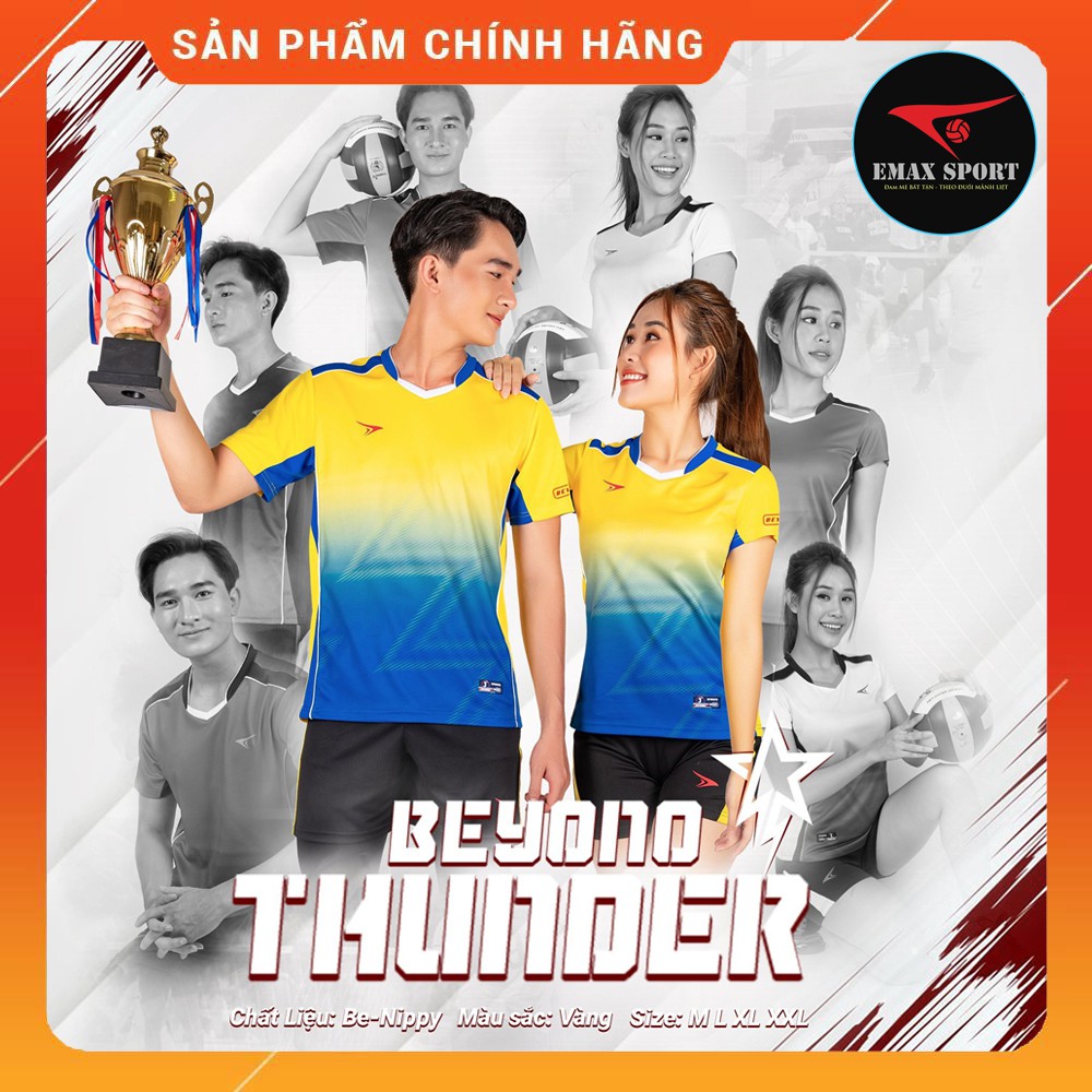 SHOP UY TÍN [ Chính Hãng ] Bộ Quần Áo Bóng Chuyền Beyono Thunder Nam Nữ - Vàng