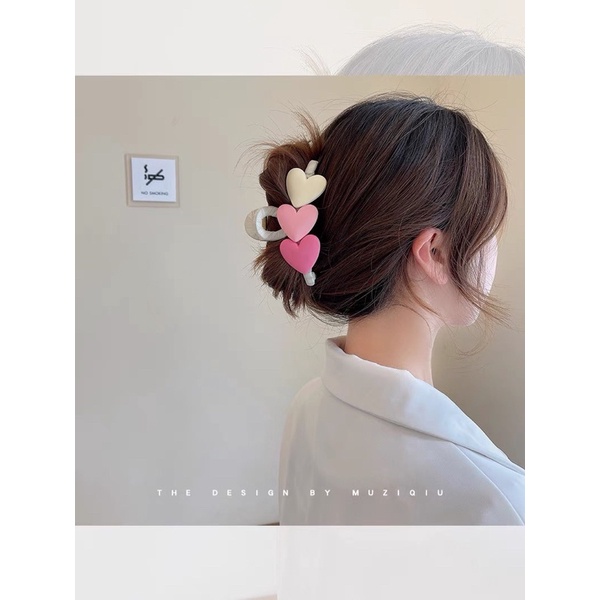 Kẹp tóc càng cua đính charm tim xinh xắn |Hubeshop