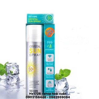 Chai xịt chống nắng Recipe Crystal Sun Spray SPF50 Hàn quốc - chống nắng mặt - chống nắng toàn thân - HX1726