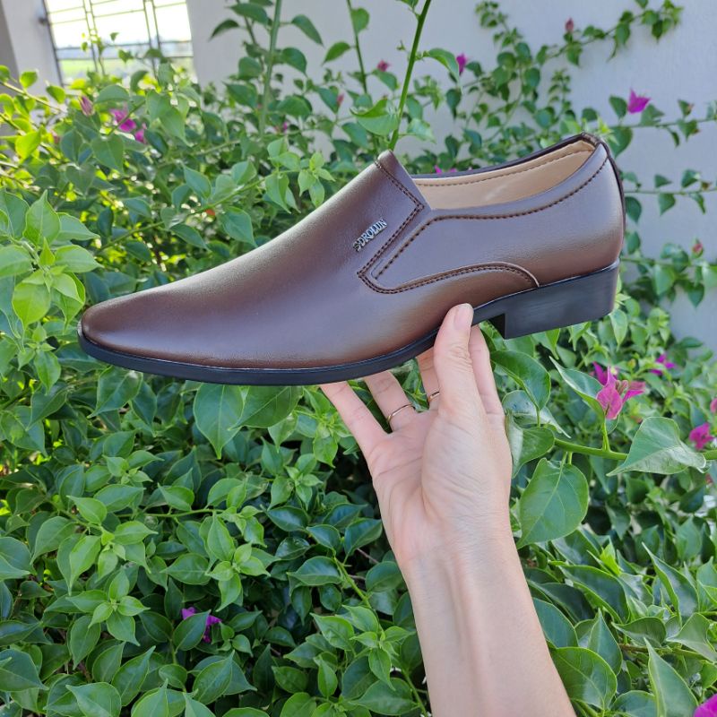 Giày Tây Nam ⚡️TRỢ GIÁ TỪ SHOPEE⚡️ Nâu trơn không dây, Giày Âu phong cách lịch lãm, thời thượng kết hợp Kaki CỰC SANG