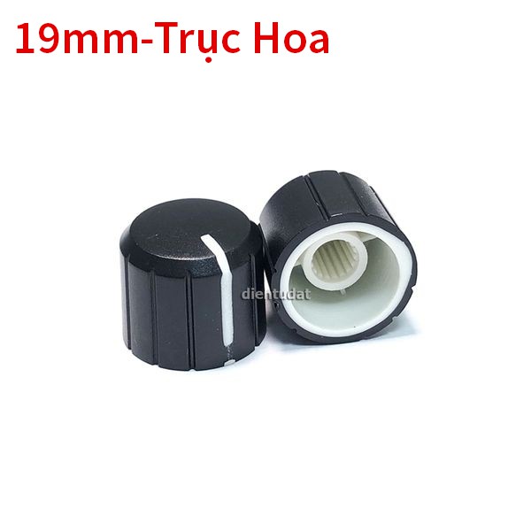 Núm Chiết Áp Thân Đen Chỉ Trắng 15mm/19mm - T017B