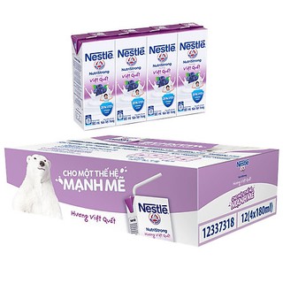 Thùng 48 hộp sữa tiệt trùng hương việt quất Nestlé NutriStrong 180ml