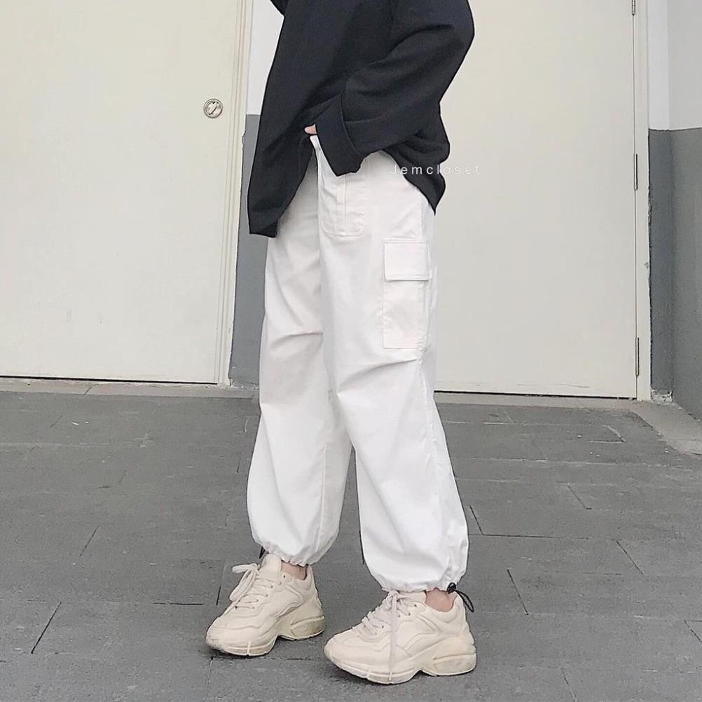 QUẦN JOGGER DÂY RÚT TÚI HỘP ASEON - QUẦN BAGGY KAKI TRẮNG MẶC 2 KIỂU SUÔNG BO KHOÁ KÉO CÚC CÀI BOX PANT