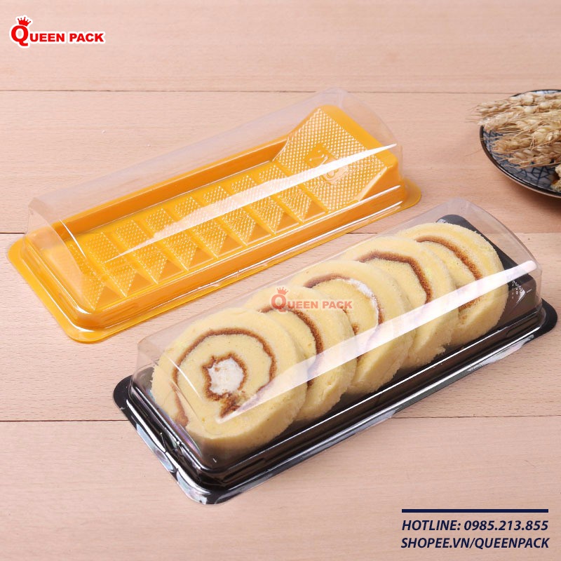 [QP-B033] SỈ 100 Hộp Nhựa Đựng Bánh Xếp Dáng Bậc Thang Kèm Nắp PET Trong Cao Cấp
