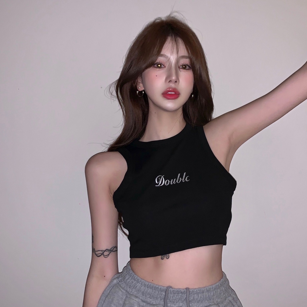 Áo thun croptop dáng ôm phong cách Âu Mỹ năng động quyến rũ cho nữ