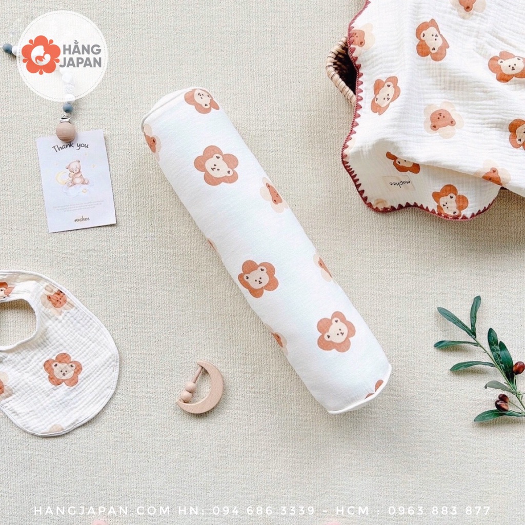 Full set 7 món vải xô Muslin chần bông họa tiết  MOCHEE cao cấp, mềm mại, mỏng nhẹ và ko bị nóng bí lưng cho bé