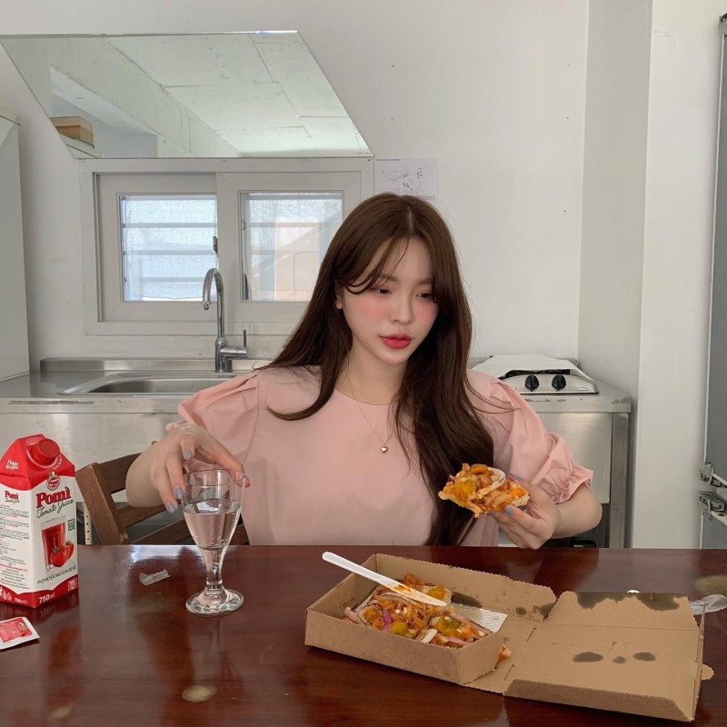 Xiaozhainv Áo tay ngắn dáng rộng phong cách Hàn trẻ trung