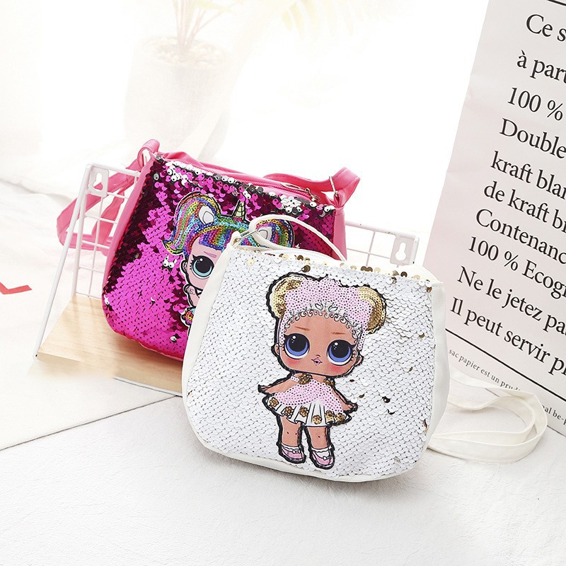 Túi đeo chéo đính kim sa lấp lánh xinh xắn dành cho bé gái