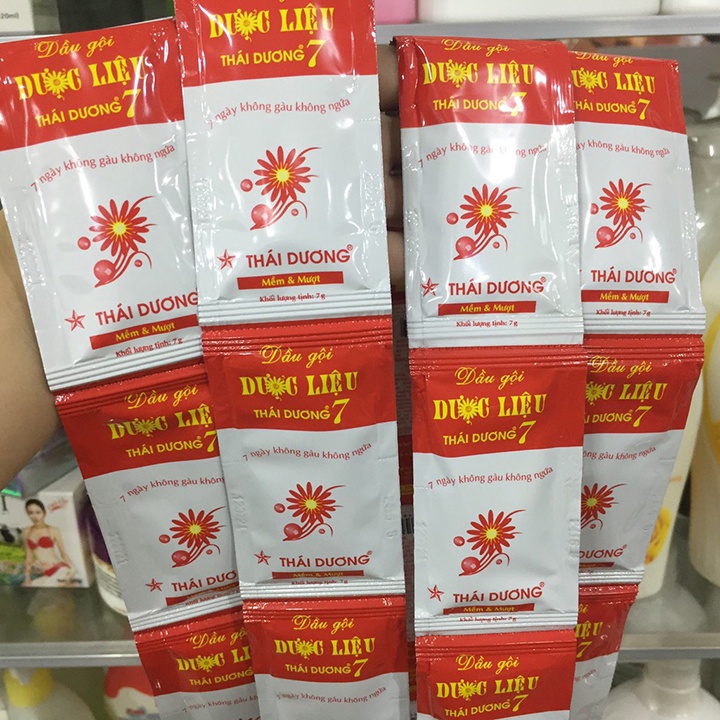 Dầu Gội Dược Liệu Thái Dương 7 Hồng Tuýp 90g / Dây 40 Gói  Tiện Lợi
