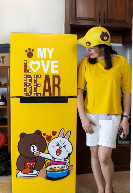 Tranh  dán tủ lạnh-máy lạnh - máy giặt Gấu brown siêu cute HUE DECOR chống nước, màu sắc trẻ trung, làm mới không gian | BigBuy360 - bigbuy360.vn