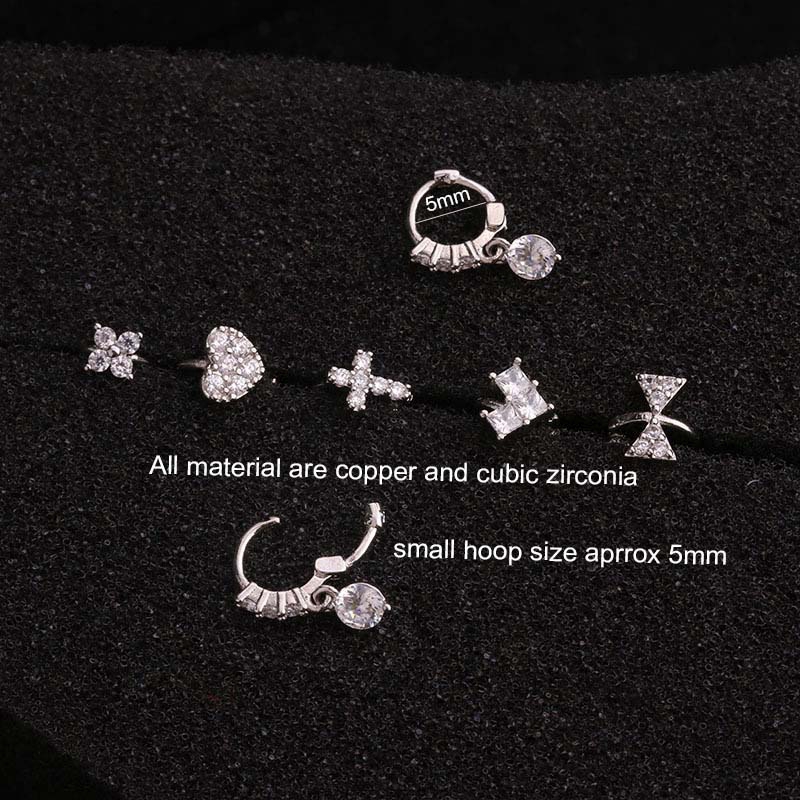 Khuyên tai chữ thập đính đá Zircon