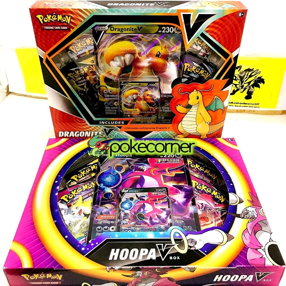 (Mới) Hộp bài Pokemon TCG Hoopa V Box / Dragonite V Box Evolving Skies Fusion Strike chính hãng mới 100% tại PokeCorner