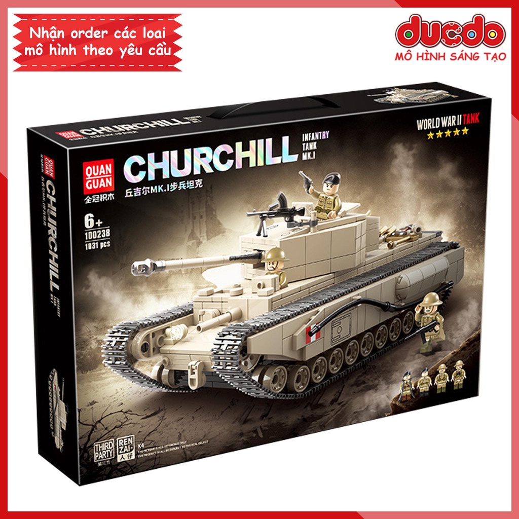 Lắp ghép Siêu tank Churchill Infantry Tank MK.I - Đồ chơi Xếp hình Mô hình WW2 QuanGuan 100238