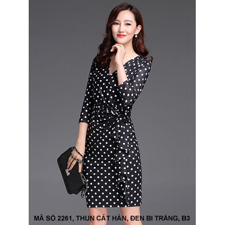 Đầm Tay Lở Chấm Bi Dún Eo