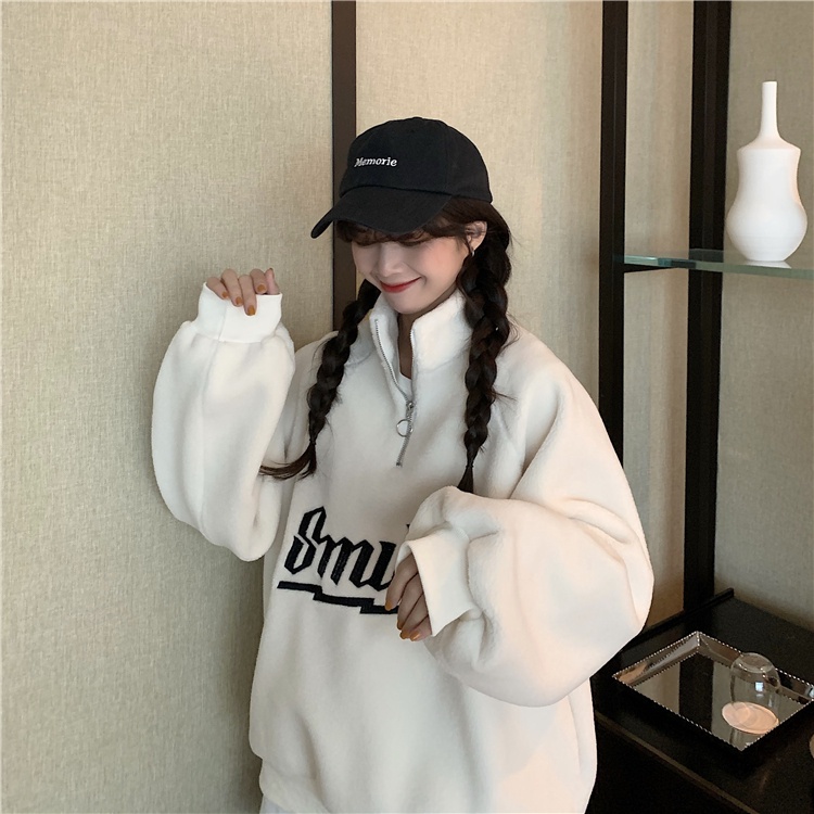 Áo Hoodie Dáng Rộng In Chữ Phong Cách Hàn Quốc Thời Trang Cho Nữ