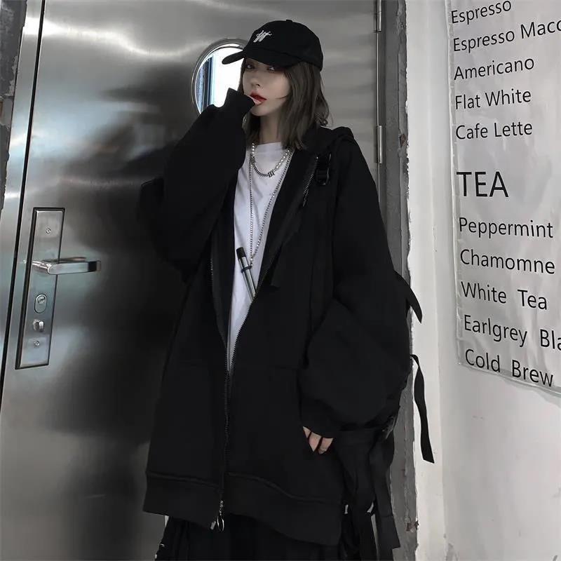 【Yuki】Áo khoác nỉ hoodie nữ zip form rộng màu xám đậm trẻ trung năng động | BigBuy360 - bigbuy360.vn