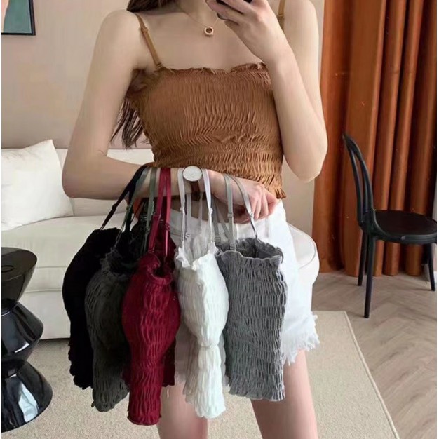 MỚI NHẤT-Áo Bra Nhún hai Dây Pha Cotton #6843 sexy