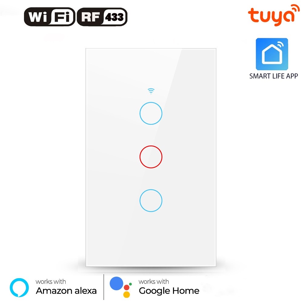 Công tắc Nút Ấn thông minh WIFI Tuya Smart + RF433 1.2.3.4
