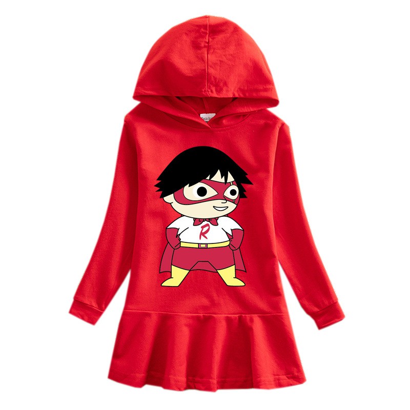 Set Áo Hoodie Tay Dài Phối Chân Váy Bèo In Hoạt Hình Dễ Thương Cho Bé Gái