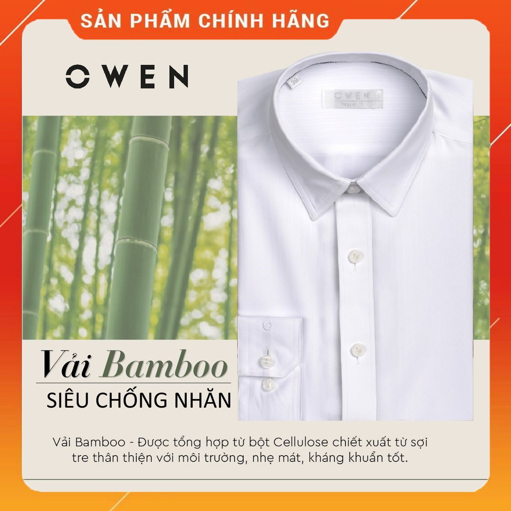 OWEN - Áo sơ mi trắng dài tay vải sợi tre (có túi ngực) - Áo sơ mi Owen regular | BigBuy360 - bigbuy360.vn