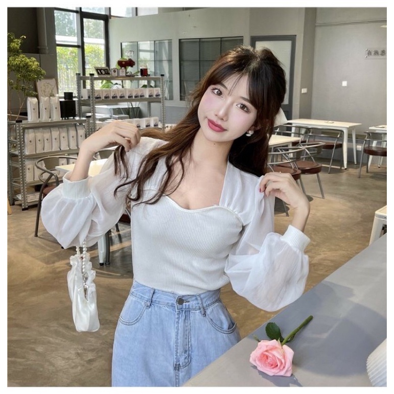 ÁO GÂN PHỐI VOAN TAY BỒNG TIỂU THƯ XINH ĐẸP LĂM H8