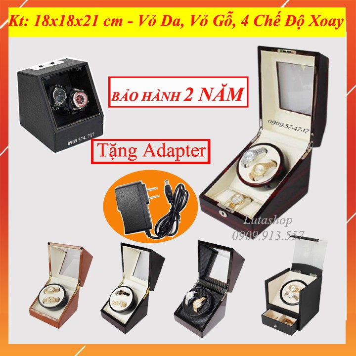 Hộp Xoay Đồng Hồ Cơ Automatic 2 Xoay Vỏ Gỗ