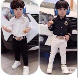 Bộ áo sơ mi quần kaki bé trai