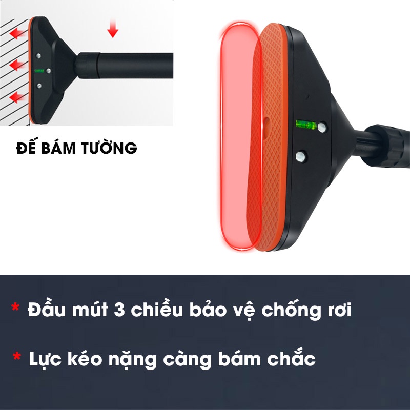 Xà đơn gắn cửa, treo tường bằng thép chịu lực thế hệ mới điều chỉnh đầu mút bằng 2 thước cân bằng,mút bọc dài toàn thân