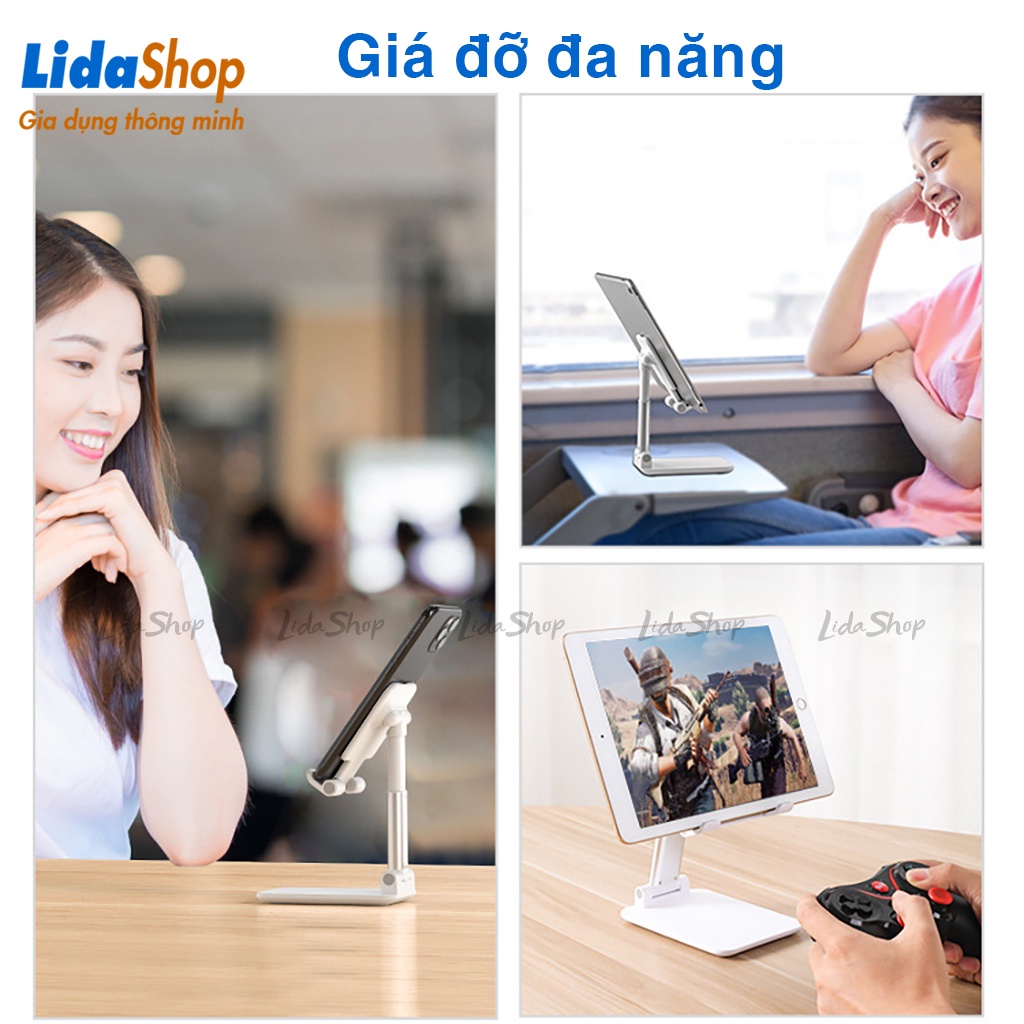 Giá đỡ điện thoại để bàn đa năng Lidashop, giá đỡ điện thoại để bàn đa năng điều chỉnh độ cao xoay gấp gọn