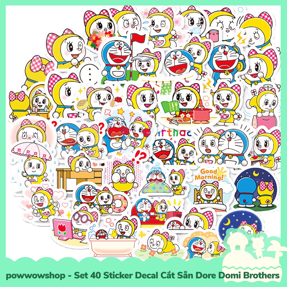 [Sẵn VN - Hỏa Tốc] Set 40 Sticker Mini Decal Dán Trang Trí Vật Dụng Mẫu Dore Domi Best Brother Ever