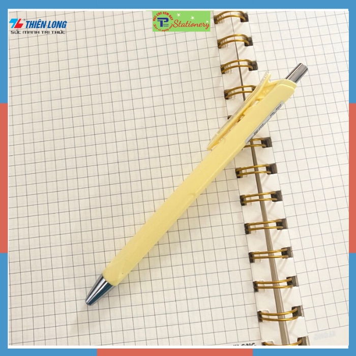 Bút gel bi Pazto Thiên Long mực xanh, nét 0.5 màu cán pastel, ngòi trơn đều mực GelB 015