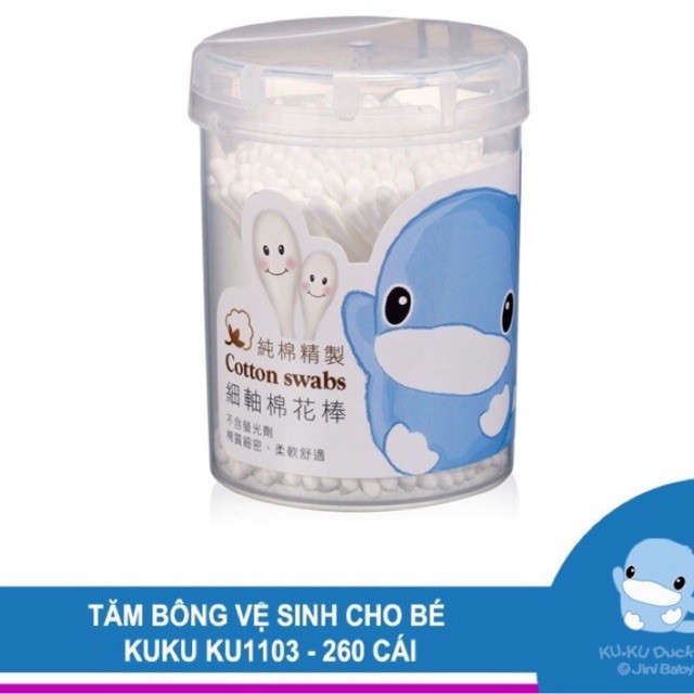TĂM BÔNG KUKU KU1103 260 CÂY-vệ sinh an toàn cho bé