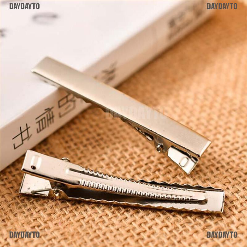 [DAYDAYTO] Set 20 Kẹp Tóc Cá Sấu Kim Loại Màu Bạc Mới DIY